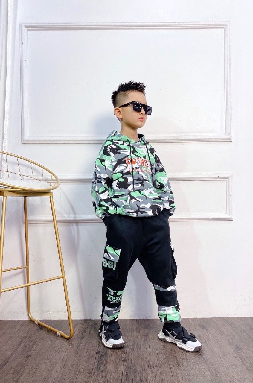 ÁO bé trai hoddie họa tiết rèn ri