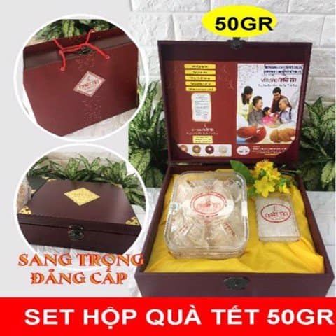 SET HỘP QUÀ GỖ 50GR - YẾN TINH NGUYÊN SỢI