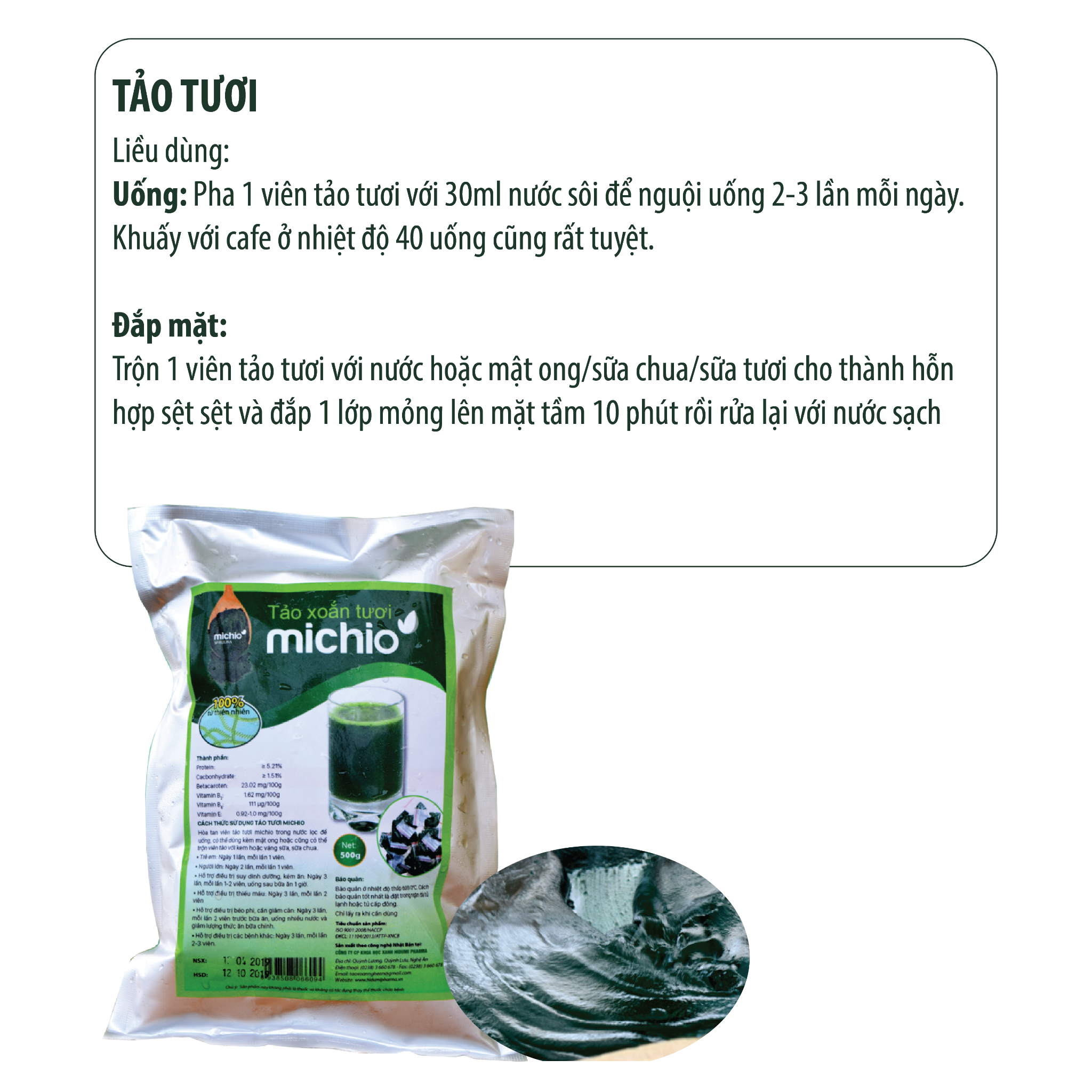 Tảo xoắn tươi Michio 100 gam