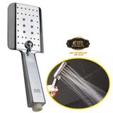 Tay sen vuông 3 chế độ chảy chất liệu ABS mạ Chrome Eurolife EL-H201 (Trắng bạc)
