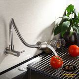 Vòi rửa chén lạnh âm tường Inox SUS 304, cần lò xo Eurolife EL-RC10 (Trắng vàng)