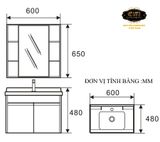 Bộ tủ Lavabo hợp kim Nhôm chịu nước Eurolife BLV-AL03 (Trắng nâu)