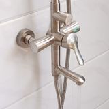 Bộ sen cây tắm đứng nóng lạnh Inox SUS 304 Eurolife EL-S917 (Trắng vàng)