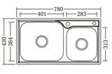 Chậu Inox SUS304 2 hố Eurolife EL-C7843 (Trắng bạc)