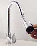 Vòi rửa chén nóng lạnh dây kéo Đồng mạ Chrome Eurolife EL-KM05 (Trắng bạc)