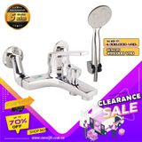  Bộ vòi sen nóng lạnh chân ngoài Đồng mạ Chrome Eurolife EL-3001-New (Trắng bạc) 