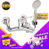 Bộ vòi sen nóng lạnh chân ngoài Đồng mạ Chrome Eurolife EL-6001-New (Trắng bạc)