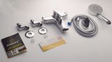 COMBO Bộ vòi sen nóng lạnh AZA01 + Vòi lavabo 2 chân nóng lạnh AZA03 Đồng mạ Chrome Eurolife COMBO EL-AZA0103(Trắng bạc)