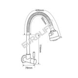  Vòi rửa chén lạnh âm tường Inox SUS 304, cần lò xo Eurolife EL-RC10 (Trắng vàng) 