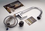 Vòi rửa chén nóng lạnh dây kéo Đồng mạ Chrome Eurolife EL-KM05 (Trắng bạc)