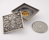 Hố ga thoát sàn Đồng hoa văn 10x10cm Eurolife EL-HG10 (Vàng Đồng)