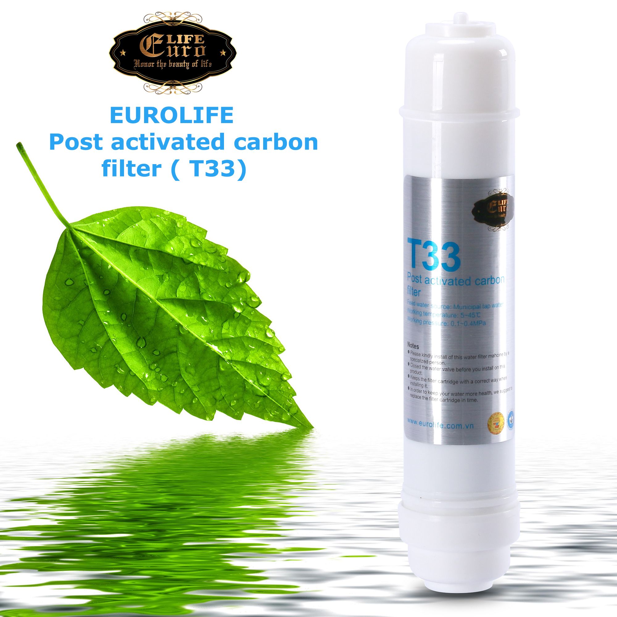  Lõi lọc T33 dùng cho máy lọc UF Eurolife ( Post Activated Carbon filter) EL-T33-UF 