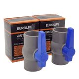 Bộ 5 van PVC siêu nhẹ dùng cho ống nước 21, 27, 34, 60mm Eurolife EL-VD (Xám xanh)