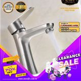  Vòi lavabo nóng lạnh Inox SUS 304 Eurolife EL-TUL02 ( Trắng vàng ) 