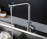 Vòi rửa chén nóng lạnh Inox SUS 304 nguyên khối đầu vòi xoay 360 độ Eurolife EL-KM10 (Trắng vàng)