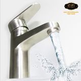 Vòi lavabo nóng lạnh Inox SUS 304 Eurolife EL-1102 (Trắng vàng)