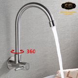  Vòi rửa chén lạnh âm tường Inox SUS 304 Eurolife EL-RC08 (Trắng vàng) 