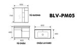 Bộ tủ Lavabo gỗ Polywood phủ Melamine chịu ẩm Eurolife BLV-PM05 Xám nhạt