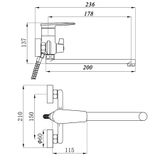  Củ sen nóng lạnh dùng cho bồn tắm nằm Eurolife EL-GRAY03. Màu xám sang trọng, tinh tế. Sản phẩm có thể dùng thay thế vòi rửa chén âm tường 