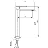 Vòi Lavabo cao 30cm, nóng lạnh thiết kế vuông mạnh mẽ cho chậu rửa mặt Eurolife EL-HAVENT 03