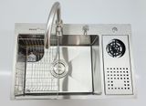 Chậu đúc 1 hố kèm máy rửa ly Inox SUS 304 Posco - Korea (Sản xuất tại Việt Nam) Eurolife EL-LS7648