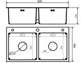  Chậu đúc 2 hố cân, chất liệu Inox SUS 304 Posco - Korea (Sản xuất tại Việt Nam) Eurolife EL-LS8245 