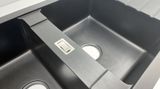 Chậu rửa chén 2 hố cân kết hợp bàn chờ, đá Thạch Anh Eurolife EL-QC1150 (Đen)