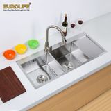 Chậu handmade Inox SUS 304 tinh khiết dày 4mm Eurolife EL-LS12050 ( Bạc) (kèm rổ)