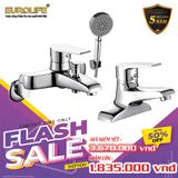 COMBO Bộ vòi sen nóng lạnh AZA01 + Vòi lavabo 2 chân nóng lạnh AZA03 Đồng mạ Chrome Eurolife COMBO EL-AZA0103(Trắng bạc)
