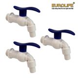 Bộ 3 vòi hồ tay xanh nhựa PP, thân ngắn, ren 21-27mm Eurolife EL-VHX2127 (Trắng xanh) (3 cái)