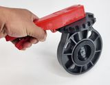Van bướm mặt bích tay gạt phi 63, 90, 110, 125, 160, 200mm Eurolife EL-VB (xám đỏ)