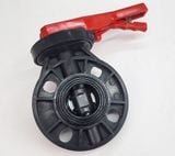 Van bướm mặt bích tay gạt phi 63, 90, 110, 125, 160, 200mm Eurolife EL-VB (xám đỏ)