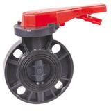 Van bướm mặt bích tay gạt phi 63, 90, 110, 125, 160, 200mm Eurolife EL-VB (xám đỏ)