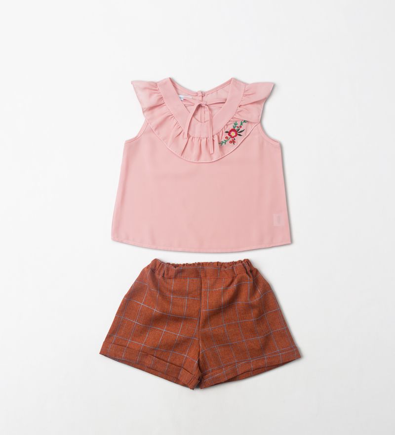 Bộ áo cổ bèo+qshort caro