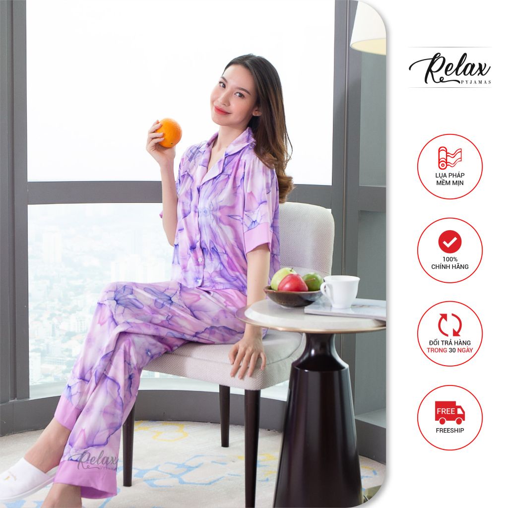 Đồ mặc nhà pyjama tay ngắn quần dài HW1010-HT TÍM