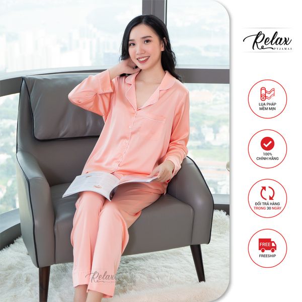 Đồ mặc nhà pyjama tay dài quần dài HW1002 màu cà rốt