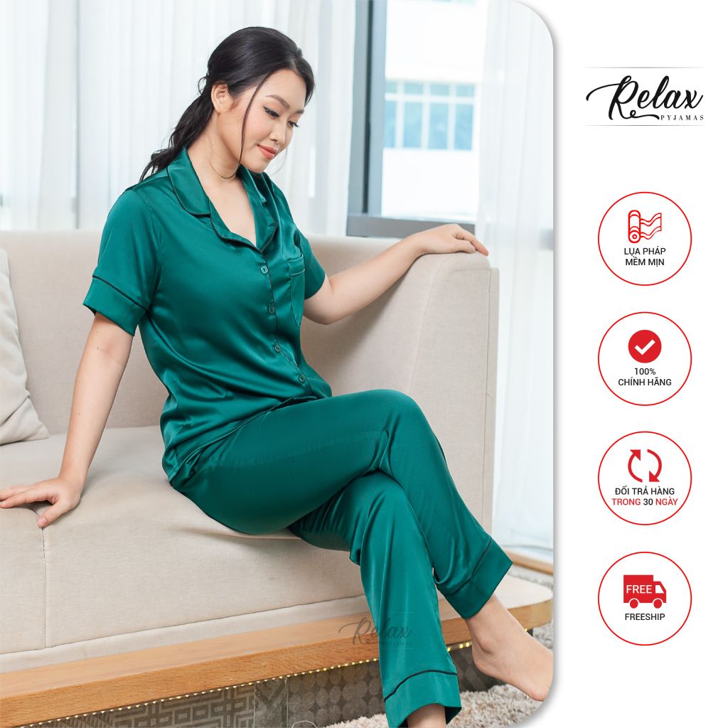 Đồ mặc nhà pyjama tay ngắn quần dài HW1001-Xanh cổ vịt