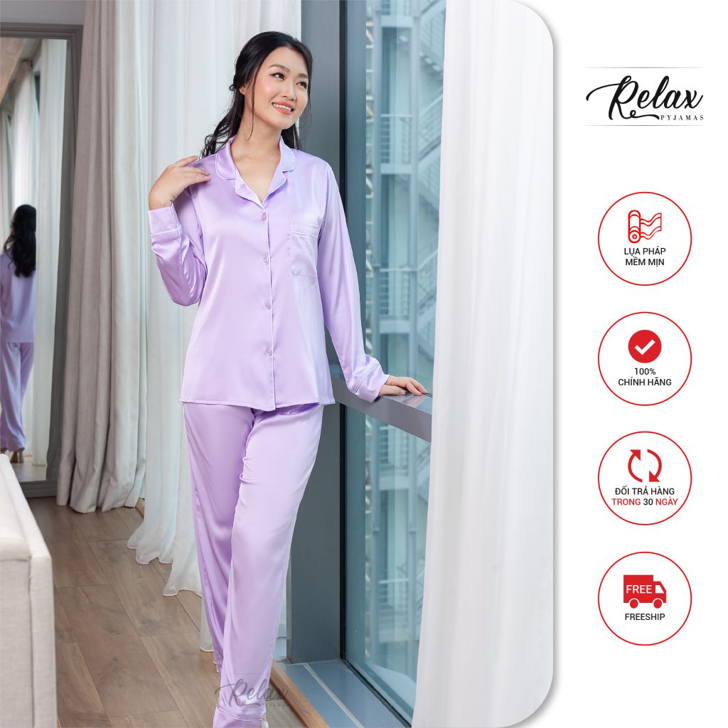 Đồ mặc nhà pyjama tay dài quần dài HW1002-Tím nhạt