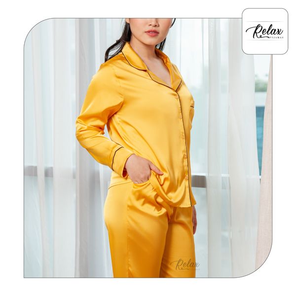 Đồ mặc nhà pyjama tay dài quần dài HW1002- Vàng đồng