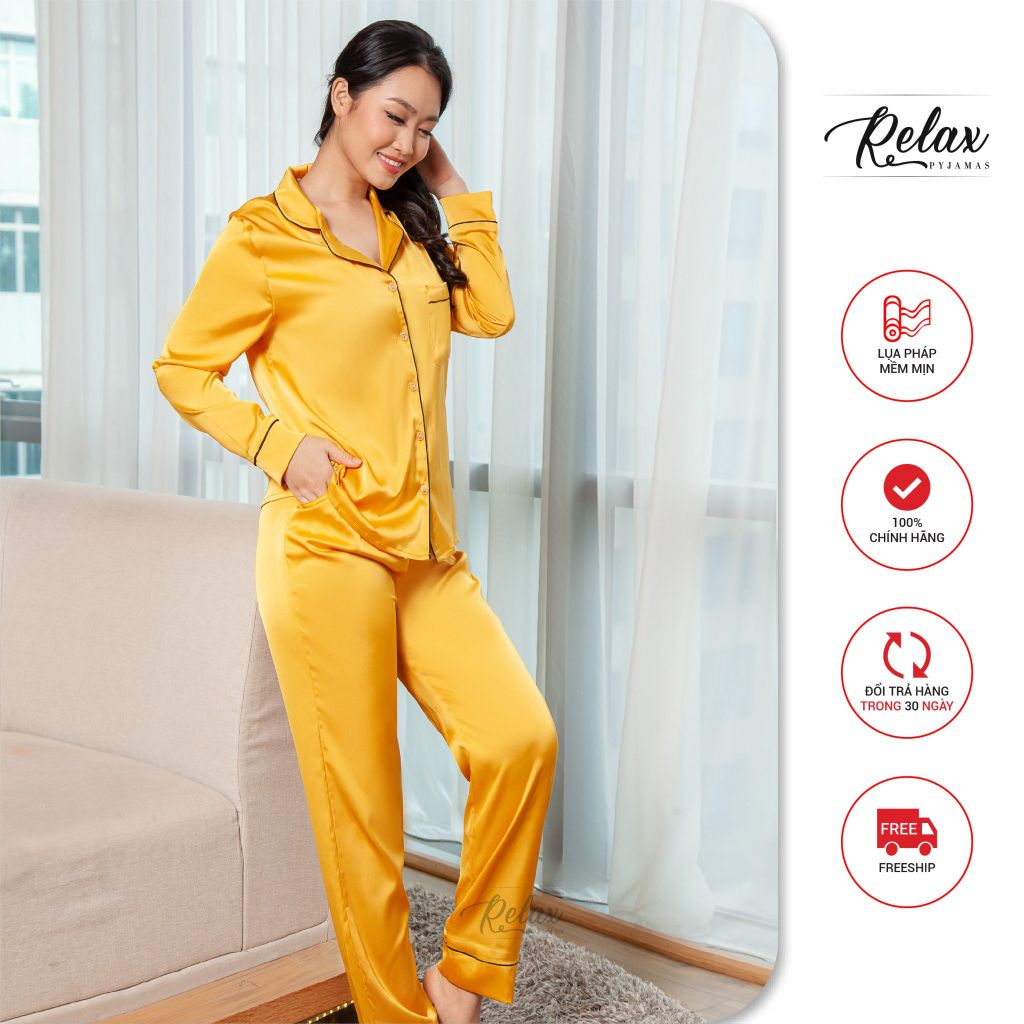 Đồ mặc nhà pyjama tay dài quần dài HW1002- Vàng đồng