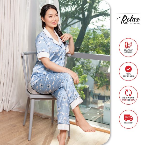 Đồ mặc nhà pyjama tay ngắn quần dài HW1003-HT Xám xanh