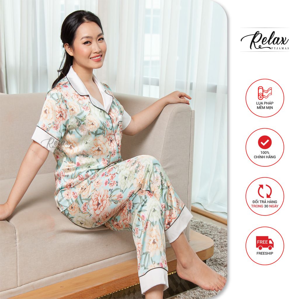 Đồ mặc nhà pyjama tay ngắn quần dài HW1003 - HT Xanh ngọc