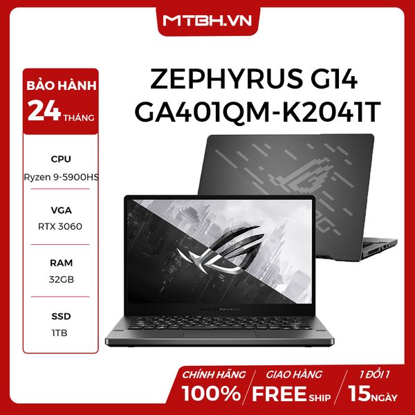 LAPTOP ASUS ROG ZEPHYRUS G14 GA401QM-K2041T RYZEN 9-5900HS | RTX 3060 | 32GB RAM | 1TB SSD | 14