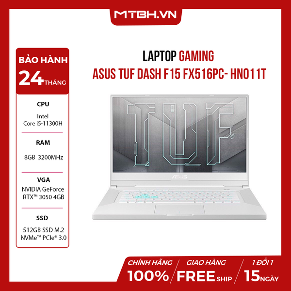 LAPTOP GAMING ASUS TUF DASH F15 FX516PC- HN011T CORE i5-11300H | GEFORCE RTX 3050| 8GB RAM | 512GB SSD | 15.6