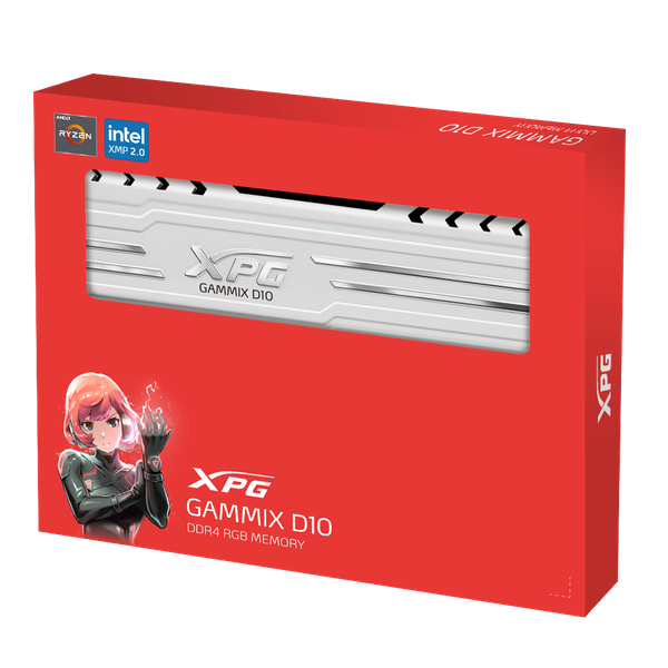 RAM DDR4 8GB ADATA XPG GAMMIX D10 BUSS 3200 TẢN NHIỆT NHÔM WHITE