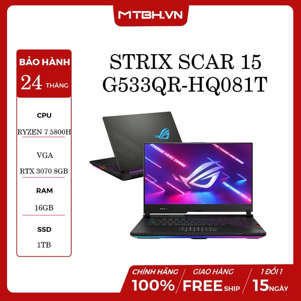 LAPTOP ASUS ROG STRIX SCAR 15 G533QR-HQ081T RYZEN 7 5800H | RTX 3070 8GB | 16GB RAM | 1TB SSD | 15.6″ QHD IPS 165HZ | OPTICAL KEYBOARD RGB WIN 10 FPT