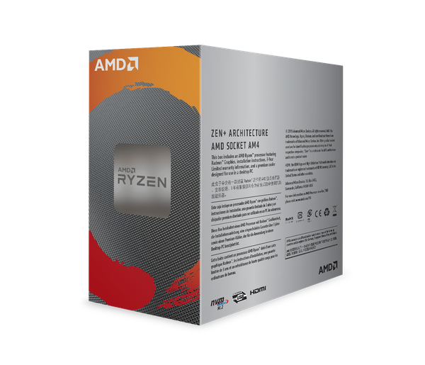 CPU AMD Ryzen 3 3200G, with Wraith Stealth cooler/ 3.6 GHz (4.0 GHz with boost) / 6MB / 4 cores 4 threads / Radeon Vega 8 / 65W / Socket AM4