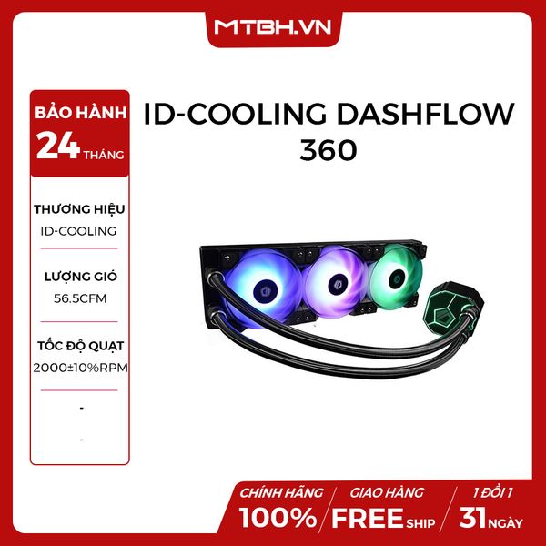 TẢN NHIỆT NƯỚC ID-COOLING DASHFLOW 360 ( Led RGB, Premium Design Water Cooler, Super Performance, 360mm Radiator, DF Fan, Intel&AMD )