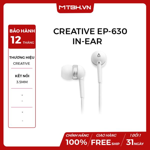 TAI NGHE CREATIVE EP-630 IN-EAR WHITE