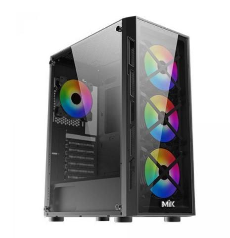 CASE MIK TN10 MID TOWER GAMING BLACK (3 Fan RGB)